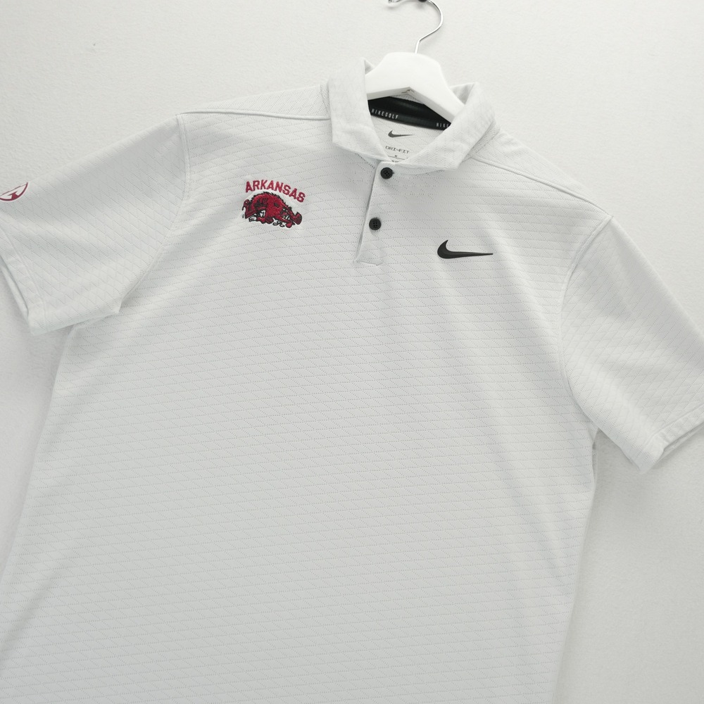 Nike Golf Arkansas Razorbacks Basketball Polo Shirt Mens Medium Grey Dri-FIT SEC